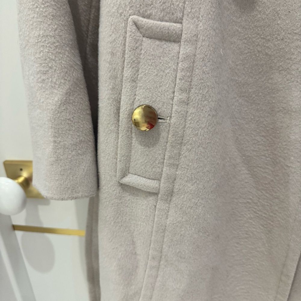 Tahari Wool Izzy coat cream neutral blush belted gold buttons 10 - Picture 10 of 16